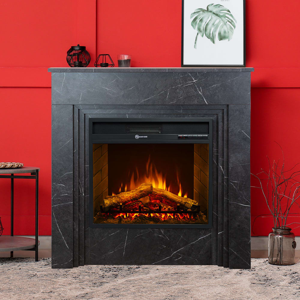 Divina fire chimenea eléctrica madera mármol negro 96x35x96 cm