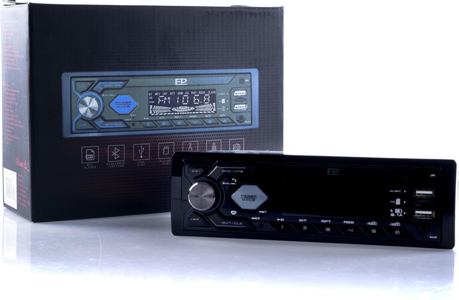 EP AUDIO EPCR05B Autoradio met Bluetooth, USB, AUX en ondersteuning voor MP3, WMA, WMV, OGG, APE en AAC