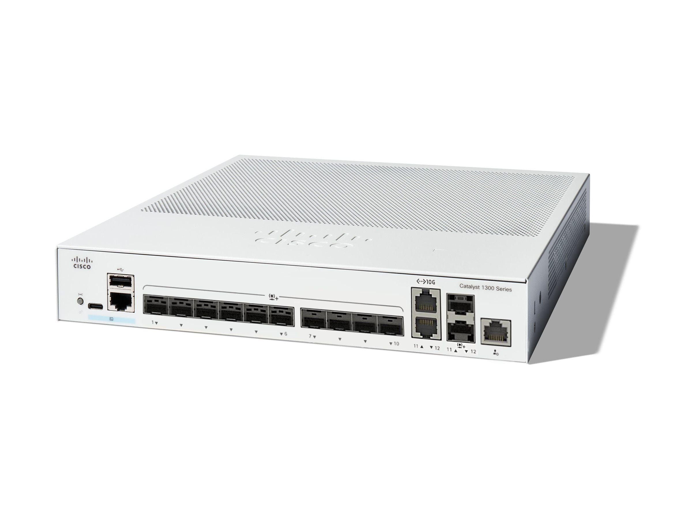 Cisco Catalyst C1300-12XS Rackmount 10G Managed Stack Switch, 2x RJ-45/SFP+, 10x SFP+