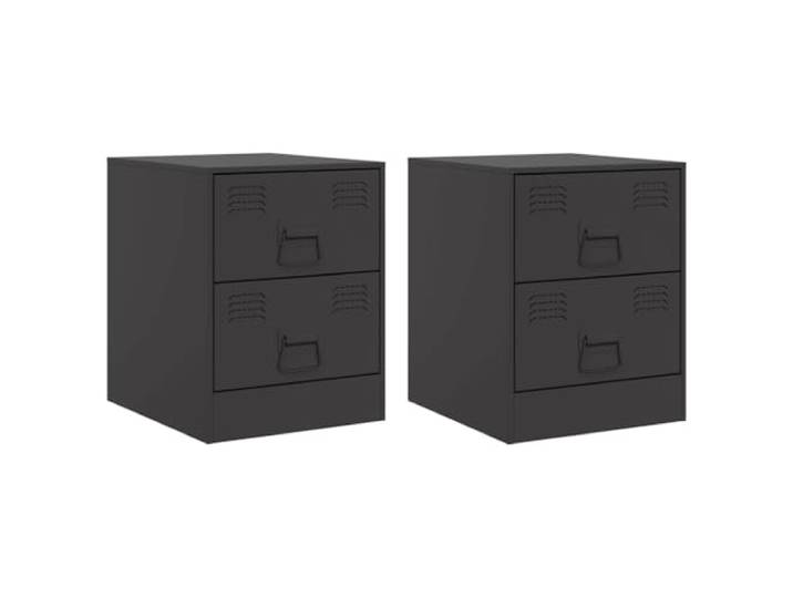 LKJephalotrop Nachttisch 2er Set Schwarz 34,5x39x44cm Stahl Beistelltisch Moderne Minischränke aus Metall bieten reichlich Stauraum für Schlafzimmer oder Wohnbereich mit zwei Handgriffen.