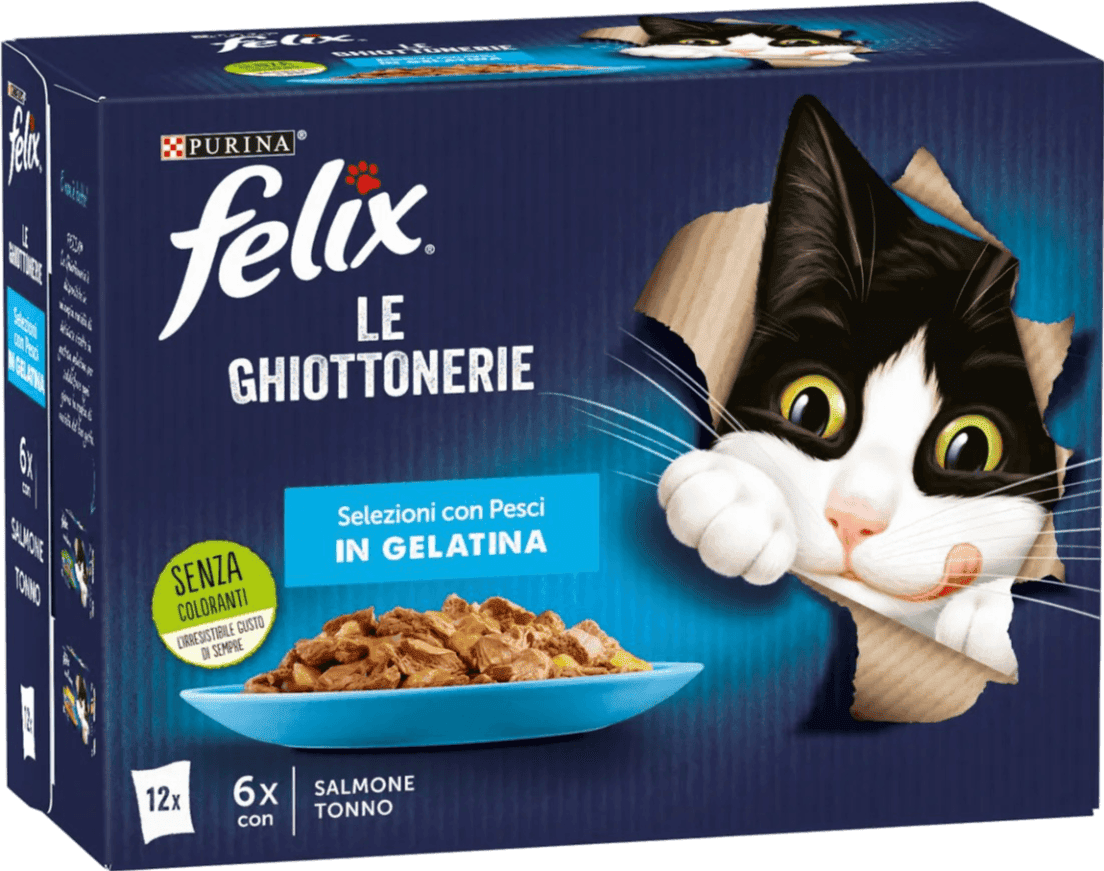 Kit Risparmio 144x85G Felix Le Ghiottonerie Cat Busta Multipack MIX PESCE