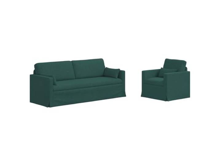 KUTYWEXFM Sofagarnitur 2-Teilig Modulares Sofa Set Dunkelgrün Stoff Flexibles Polstermöbel Set mit robustem Metallrahmen und Holzarmlehnen für Wohnzimmer oder Gästezimmer.