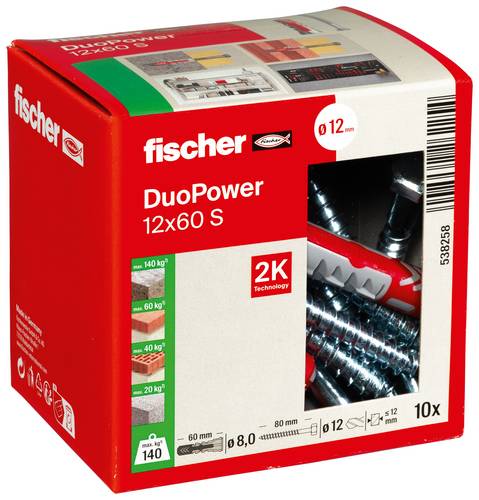 Fischer DUOPOWER 12x60 S LD 2-Komponenten-Dübel 60 mm 12 mm 538258 10 St.