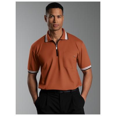 Poloshirt TRIGEMA "TRIGEMA Poloshirt mit Reißverschluss", Herren, Gr. XL, zimt, Piqué, 100% Baumwolle, Basic, lang, ohne Ausschnitt, Shirts
