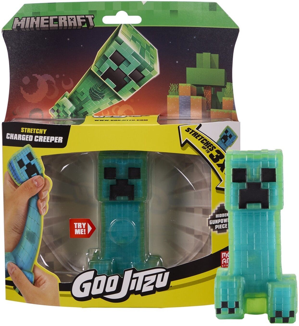 Moose Toys Heroes of Goo Jit Zu Minecraft Charged Creeper Stretchy Figure - Official Minecraft Charged Creeper character design, Super-stretchy, crunchy goo