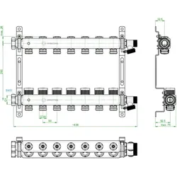 OVENTROP-Edelstahl-Verteiler 7 Kreise mit integr. Reguliereinsatz