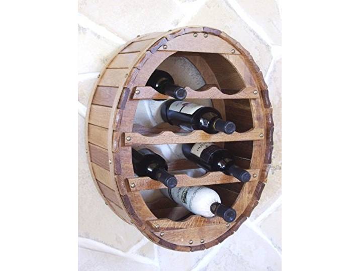 DanDiBo Weinregal Holz Wand Weinfass für 12 Flaschen Braun gebeizt Flaschenständer für die Wandmontage Wandregal zum aufhängen Flaschenregal