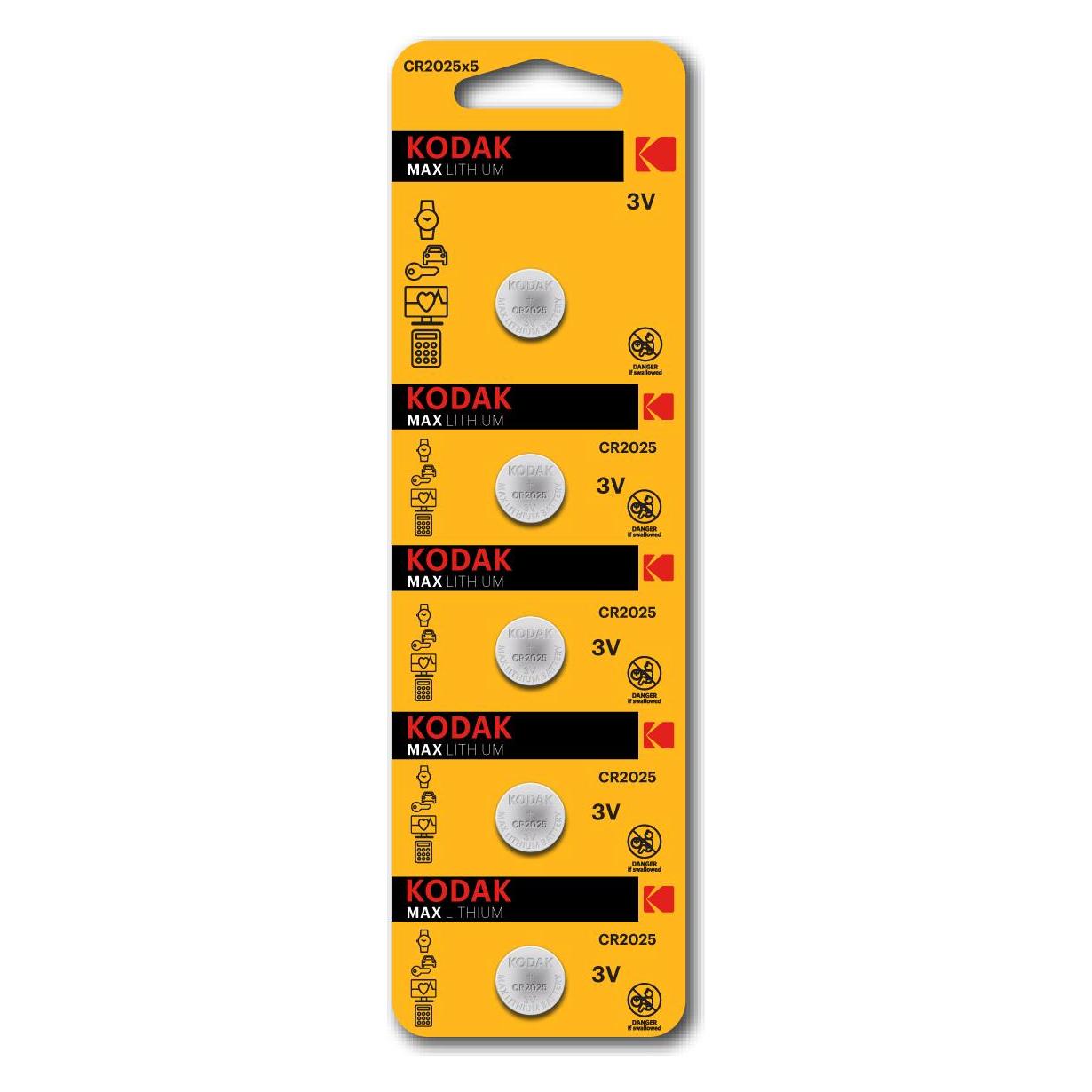 Kodak Blister cinco pilas boton / litio ultra 2025 perforado/ 5 unidades (5 Stk., CR2025, 160 mAh) (30411562)