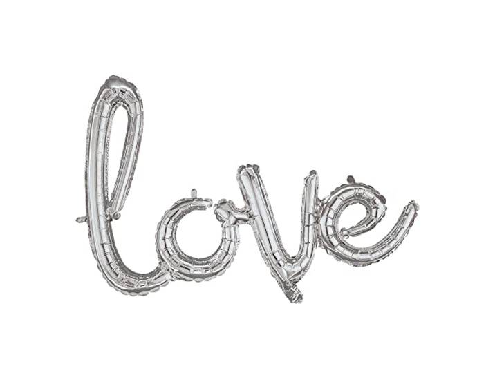 Amscan 3669511 - Script Wort 'Love' zilver, ballon