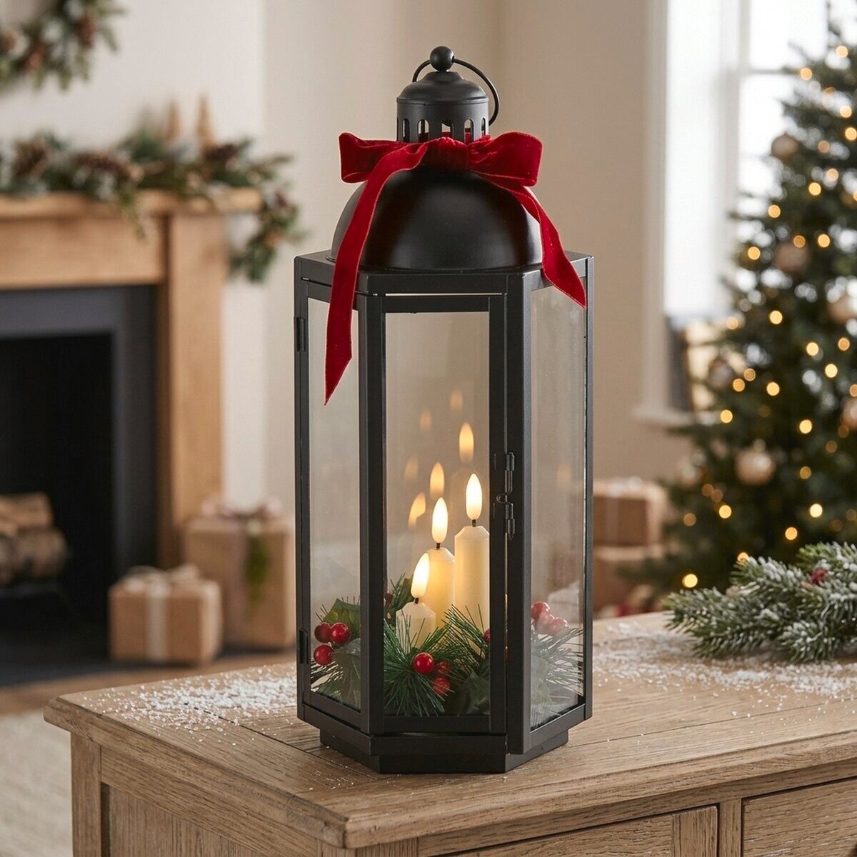 LED Laterne GOODPRODUCT "Carolly", schwarz, H:38,5cm Ø:16cm, Leuchten, LED Laterne, Warmes Licht, schwarz oder weiss, Höhe 38,5 cm schwarz Ø 16cm H: 38,5cm
