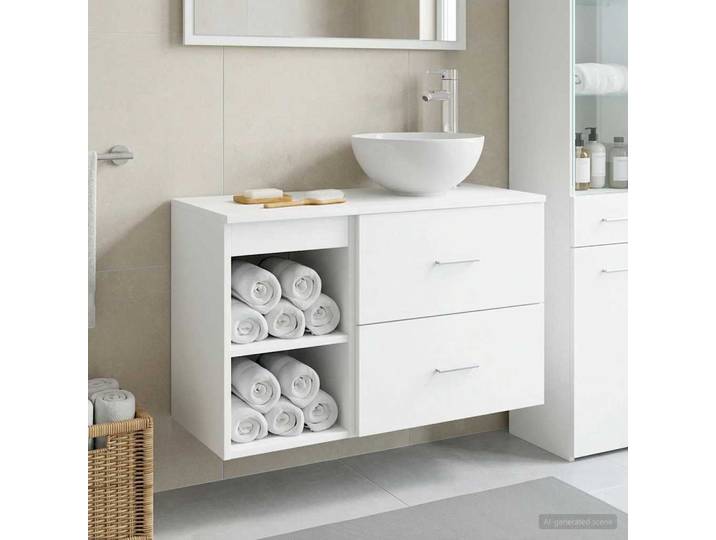 vidaXL Badezimmermöbel-Set 2 stk. Weiß Holzwerkstoff