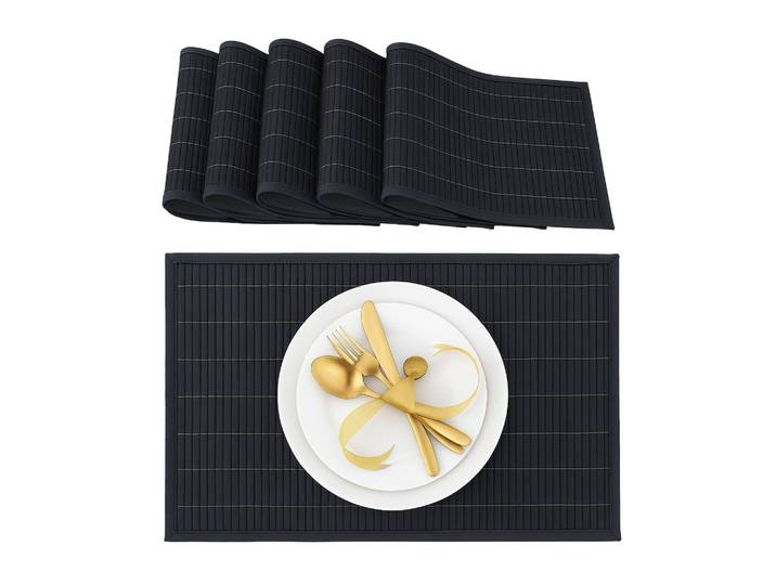 Tischset 6er-Set Bambus Schwarz