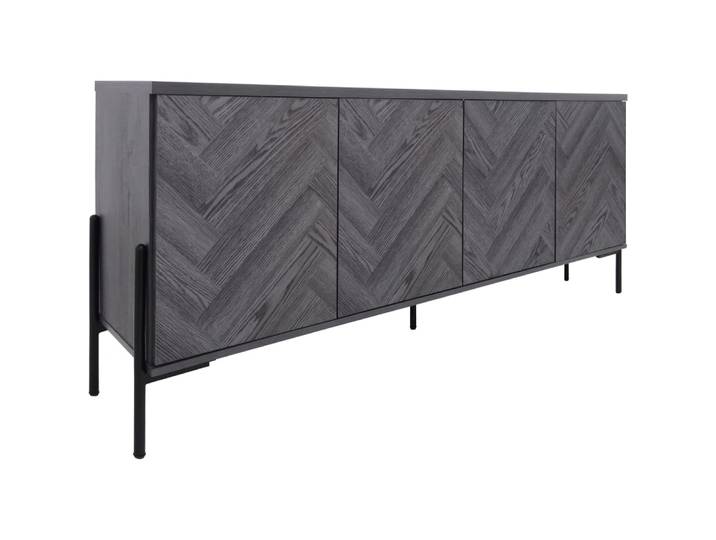 Buffet avec 4 portes effet chevrons chêne gris