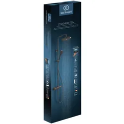 Ideal Standard Ceratherm T25+ Duschsystem Aufputz, Silk Black, 315x531,5x1117 mm, mit Brausethermostat, 2-Funktions-Handbrause und 2-Funktions-Kopfbrause
