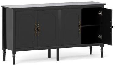 "Costway 58"" Vintage Buffet Cabinet with Pine Wood Legs and Adjustable Shelves for Kitchen-Black"