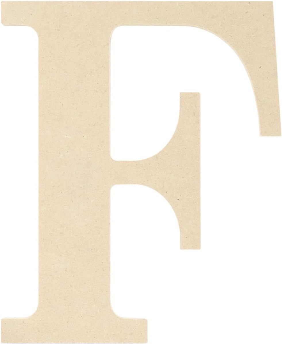 Houten Letter F Decoratie Cijfer voor Kinderkamers in MDF Klassiek Lettertype - Hoogte: 24 cm