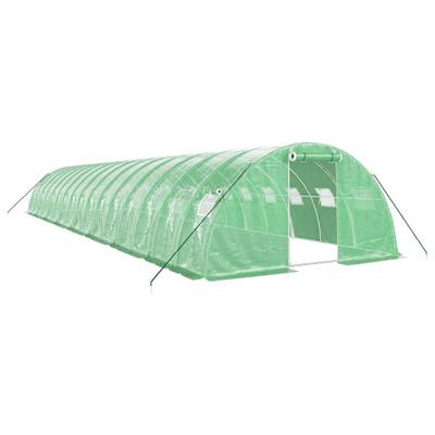 Helloshop26 - Gewächshauszelt für Pflanzen Blumen und Gemüse mit Stahlrahmen 64 m² 16 x 4 x 2 m grün 02_0044618