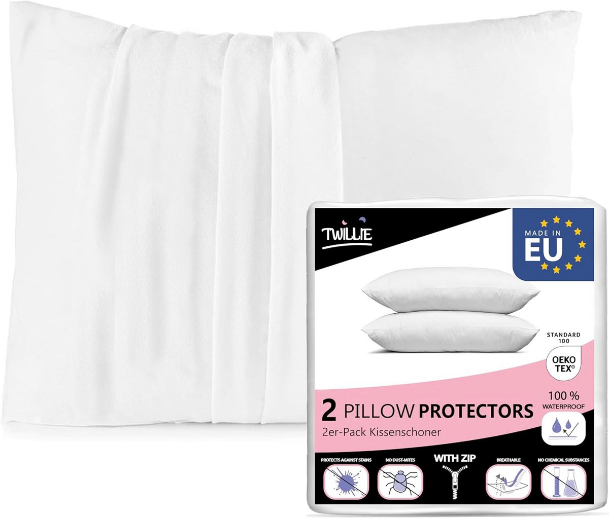 Waterproof Kussenhoes Set Wit - Anti-Mijt Barrière - 40 x 80 cm