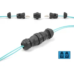 DeLOCK LWL Kabelverbinder LC Duplex Buchse zu LC Duplex Buchse UPC OS2 IP68 staub- und wasserdicht