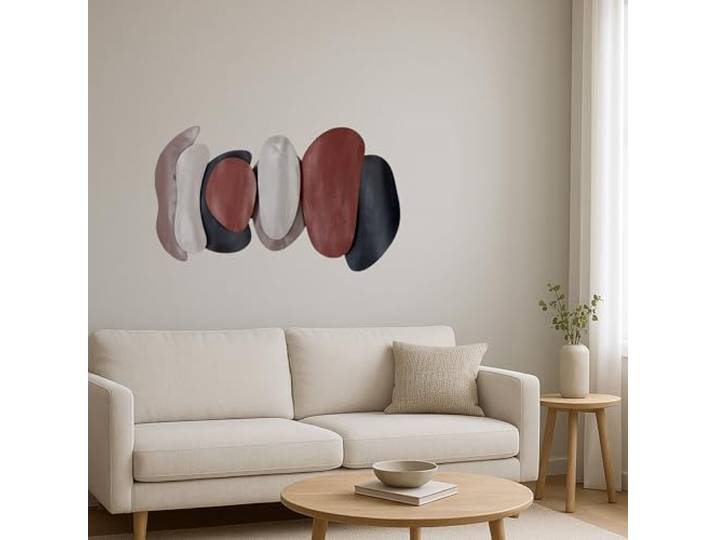 Casablanca modernes Design Relief mural Bueno en métal texturé\, anthracite/marron/crème\, 44 x 78 x 7 cm