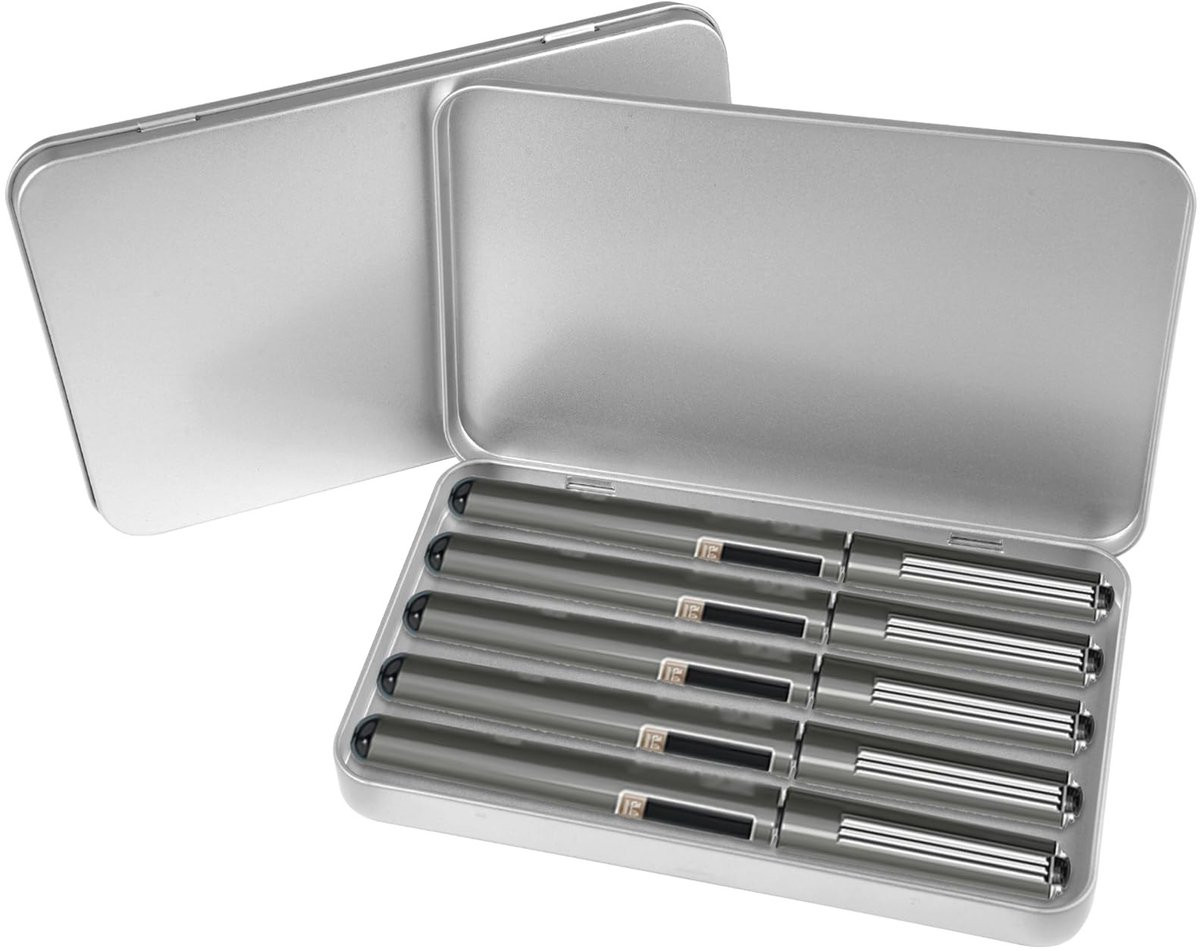 Merkloze metalen opbergdoos met deksel, stapelbaar en stevig