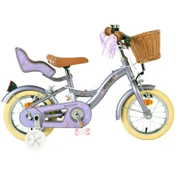 Volare Kinderfahrrad Blossom für Mädchen 12 Zoll Kinderrad in Lila, Zwei Handbremsen
