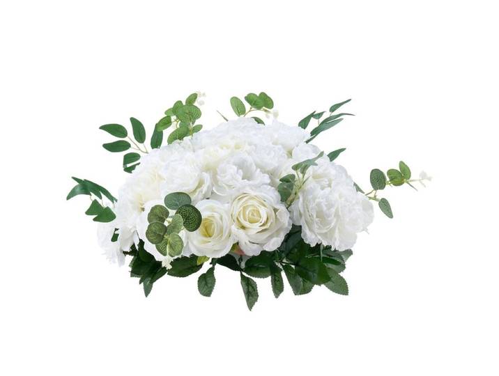 Boules de fleurs artificielles, lot de 10, diamètre max. 45 cm, compositions de roses blanches artificielles, fausses fleurs décoratives pour centres de table, mariages, Saint-Valentin, décoration