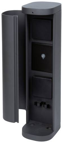 BOLD 10636 Gartensteckdose 2fach Anthrazit ohne Kabel, mit Schalter, mit Timer, per App steuerbar, programmierbar