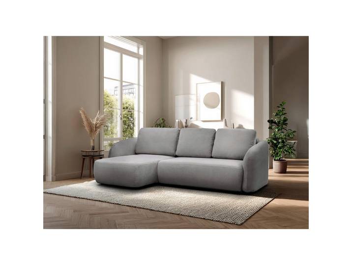 P & B Ecksofa Porto, Hellgrau, 3-Sitzer, L-Form, Ottomane links, 270x154 cm, Made in EU, Wohnzimmer, Sofas & Couches, Wohnlandschaften, Ecksofas