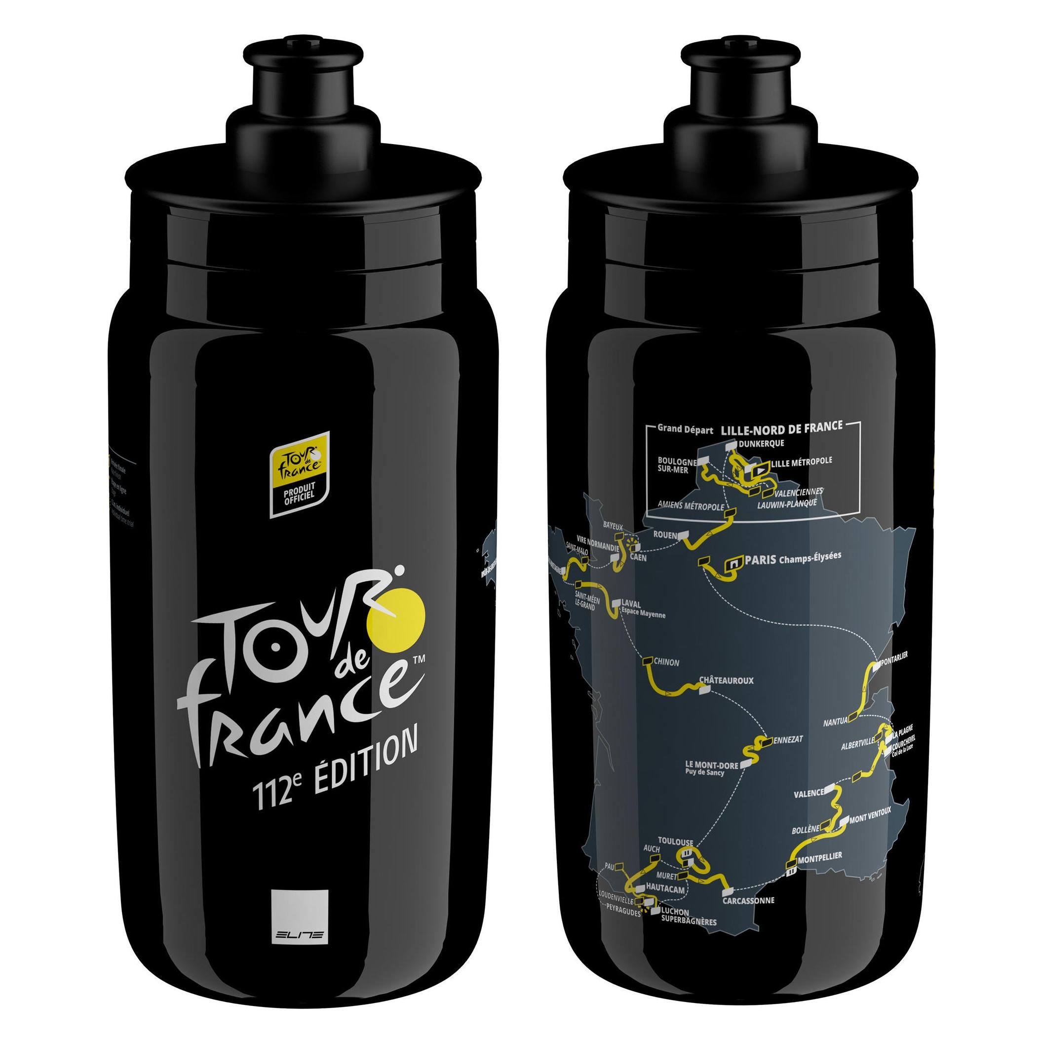 Elite Fly Tour de France 2026 Fahrrad-Trinkflasche Schwarze Streckenkarte Limitierte Auflage Ultrale (016041499)