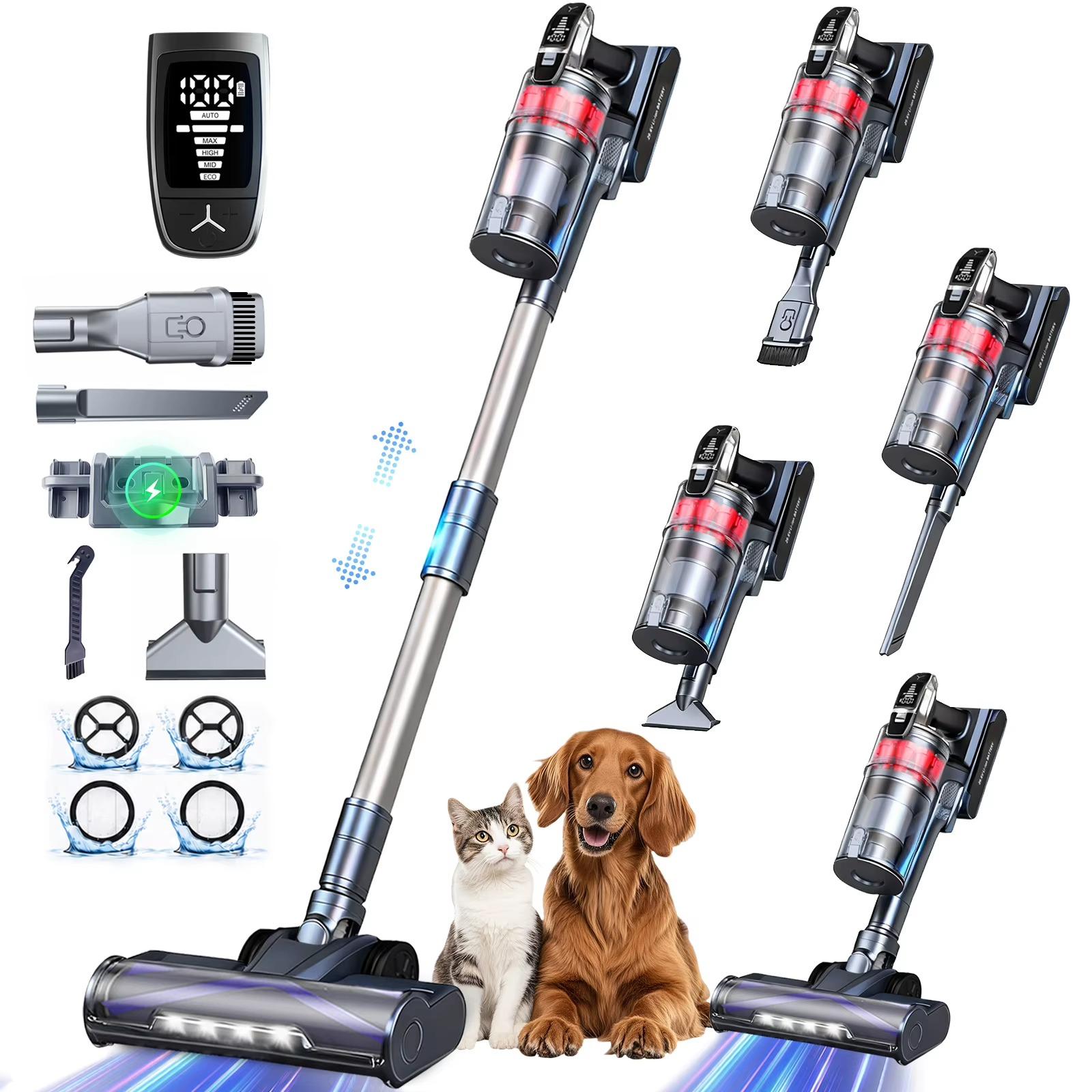Kabelloser Staubsauger - Stielstaubsauger - 85.000 Pa - 80 Minuten Laufzeit - HEPA-Filter - Beutellos - Turbobürste