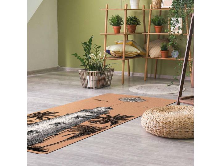 Läufer/Yogamatte Leuchtturm Kompassrose 183 x 61cm Schwarz