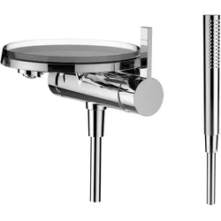 Laufen Einhebel-Wannenmischer Unterputz KARTELL Laufen, verchromt, transparent, 1800 mm Schlauch, Handbrause TwinStick chrom