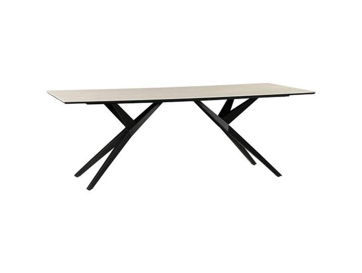 Novel Esstisch, Schwarz, Weiß, Metall, Keramik, Marmoroptik, rechteckig, A-Form, 100x76x220 cm, Esszimmer, Tische, Esstische, Esstische Keramik