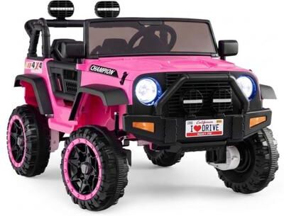 Costway 24V 2-Seater Kids Ride On Truck 2WD/4WD with Lockable Doors and Music-Pink