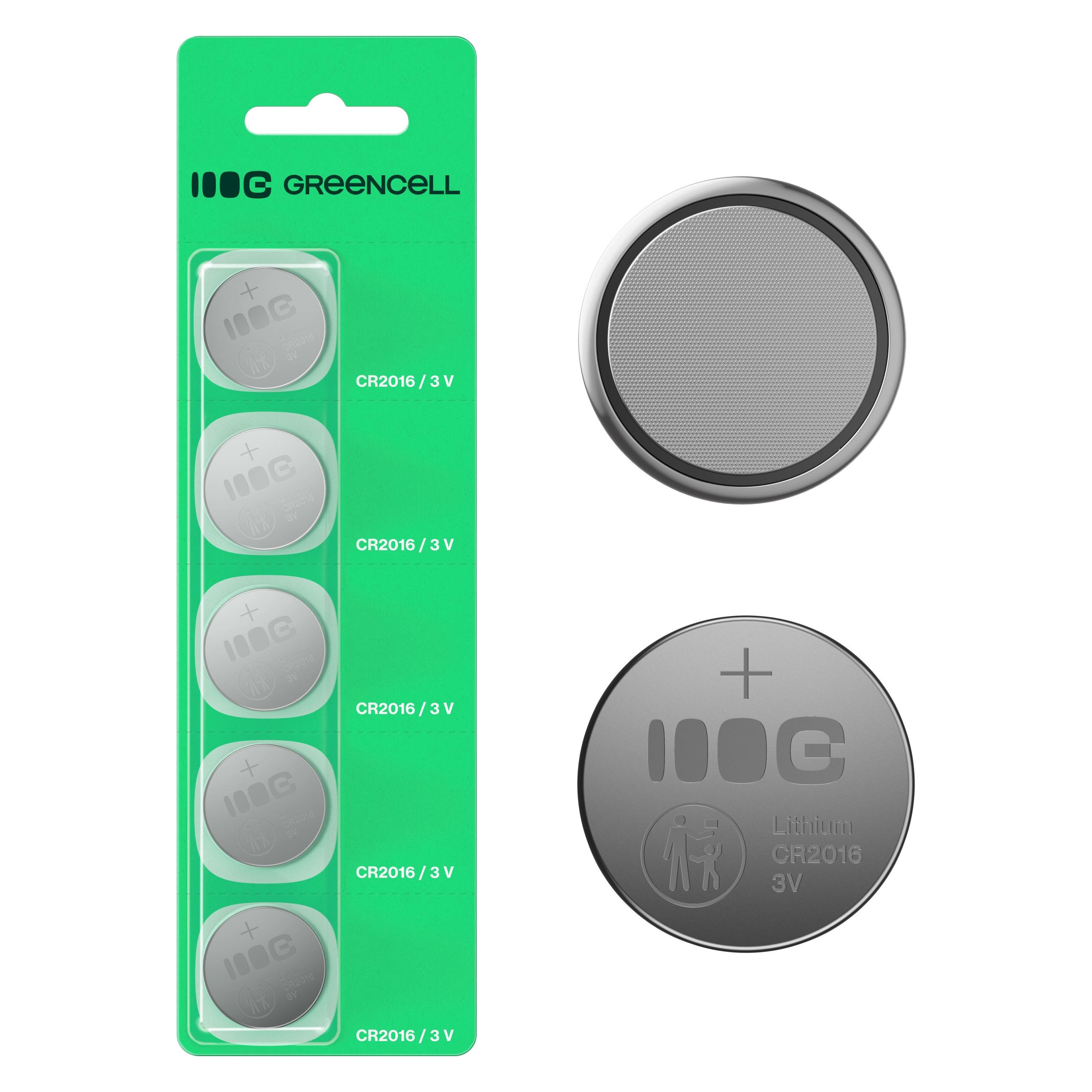 GreenCell Charger Green cell Baterijas Green Cell Blister 5x Lithium Battery CR2016 (5 Stk., CR2016, 80 mAh) (X5CR2016)