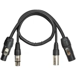 2x PD Connex CX13-0.50 Powercon XLR - Powercon XLR 0.5 m (0.50 m), Stromkabel, Schwarz