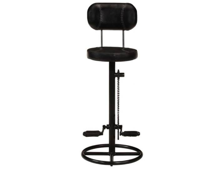 Tabourets de bar - AKOZON - Lot de 2 - Cuir de chèvre véritable - Noir - Repose-pieds en pédale de vélo