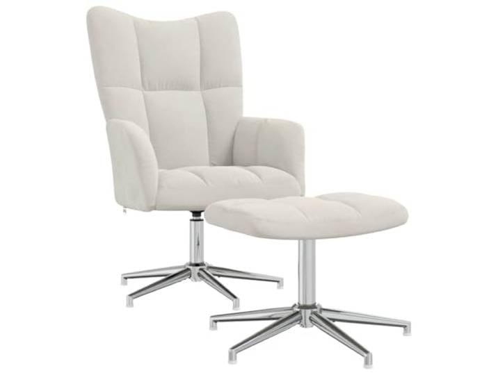 pokgdf Eleganter Drehsessel mit Steppdesign, moderner Relaxsessel mit Samtbezug und komfortabler Polstersessel für das Wohnzimmer in Cremeweiß, Stabiler Relaxsessel mit Stahlgestell
