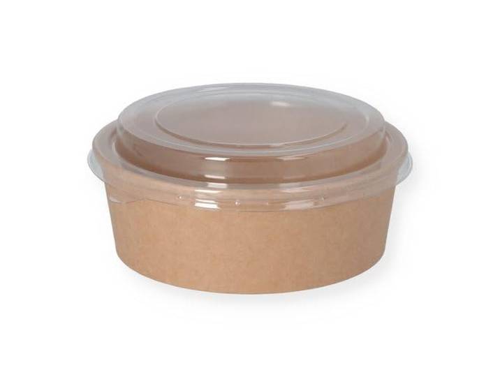 Fuduu.de - Bowl Schalen für Lebensmittel mit rPET Deckel, braun, rund, 1200 ml, die perfekte Wahl für umweltbewusste Gastronomiebetriebe, Cateringservices oder den privaten Gebrauch, 300 Stück
