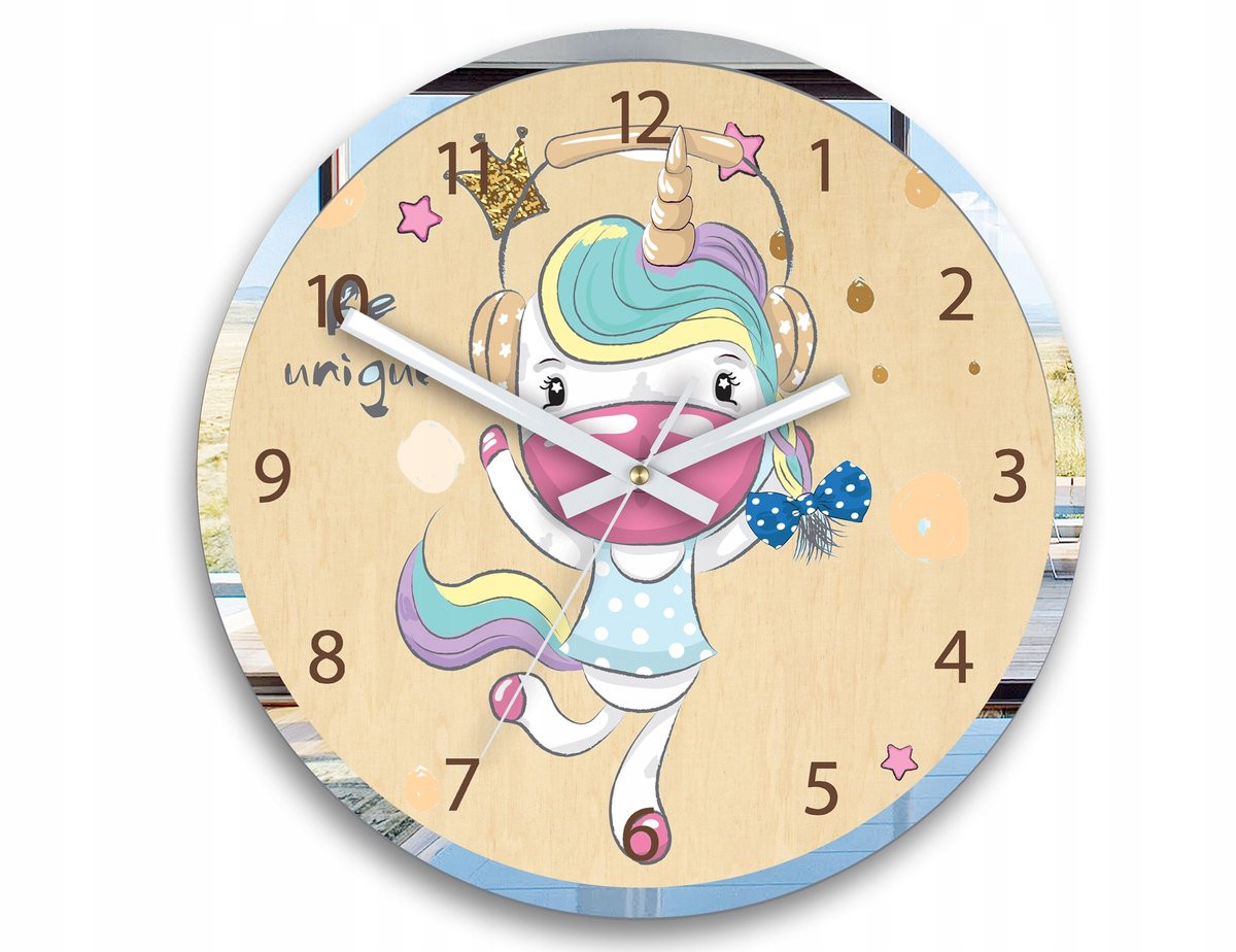 Kinderwandklok Pony met Stille Uurwerk, 30 cm