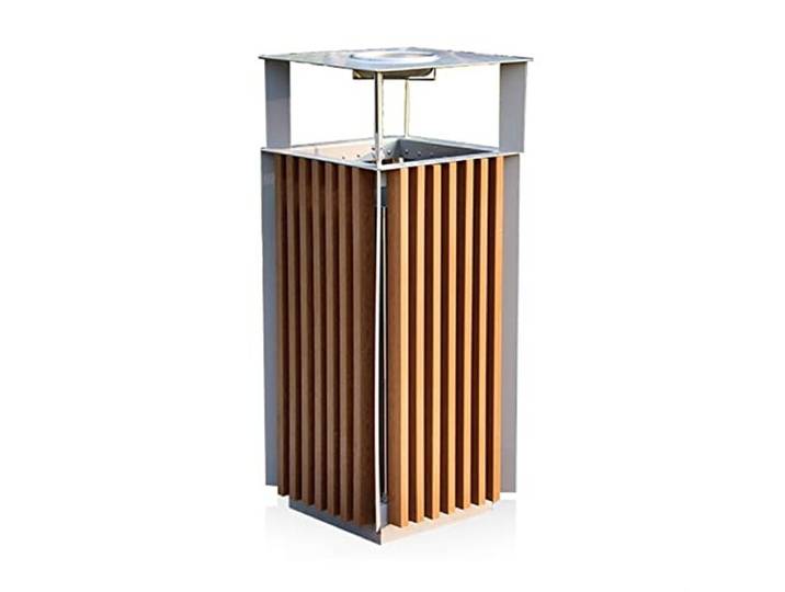 Mülltrennsysteme Quadratischer Mülleimer, Outdoor-Recyclingbehälter aus Metall mit Aschenbecher Oben und herausnehmbarem Innenbehälter, großer gewerblicher Müllbehälter zur Außen Nutzung geeignet