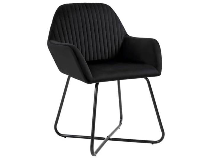 KGHERMDF Esszimmerstühle 2 STK. Schwarz Samt Mit Armlehnen, Pulverbeschichteter Stahl, Belastbar bis 110 kg, Modernes Design