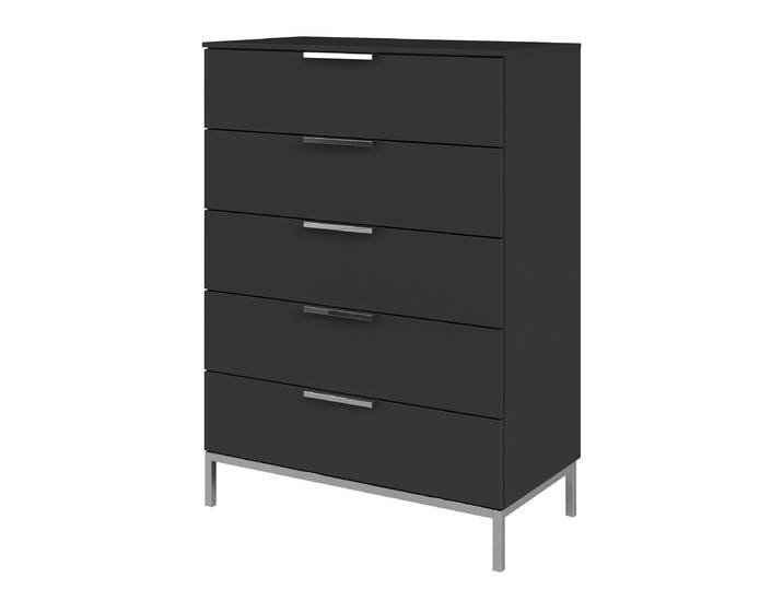 Commode Flipp avec piètement 80cm Noir/Noir/Argenté
