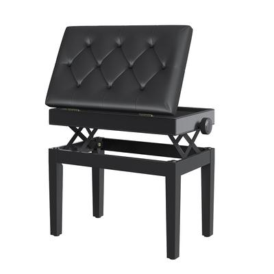 STILVORA Storage Footstool Holz Schwarz 54,5x33x48-58 cm, höhenverstellbar