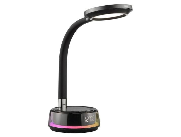 Lampe de bureau Brilliant G60216/06 Moonglow\, en plastique noir\, avec LED intégrée