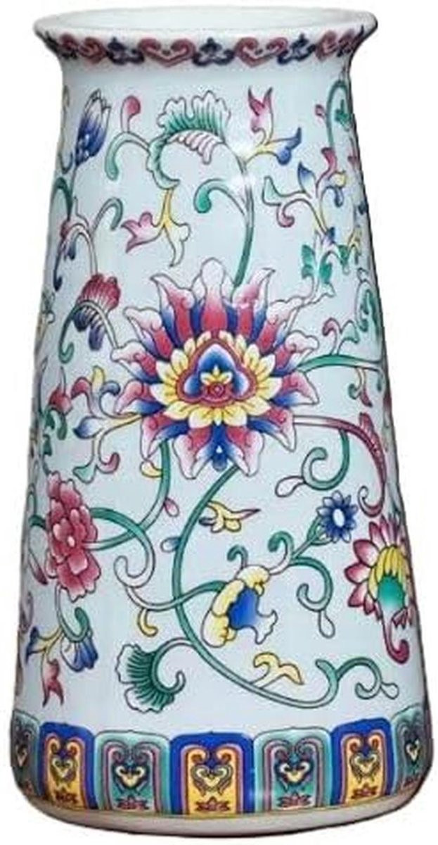 Elegante witte keramische vaas met Chinees schilderwerk voor kleine bloemstukken