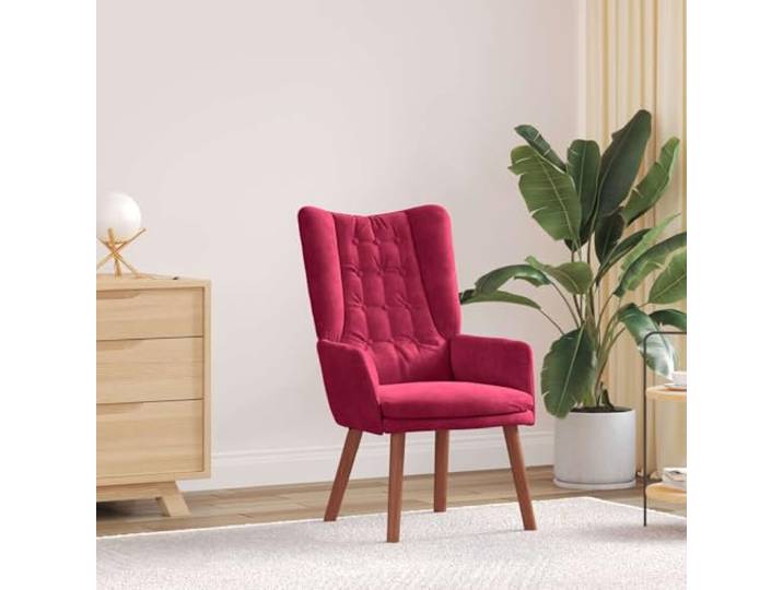 NLQMSU Sessel, Bordeauxrot, Velours, 63 x 67 x 94 cm, Gummiholz Gepolsterte Armlehnen, minimalistisches Design, Wohnzimmer, Schlafzimmer, Büro, einfache Montage, ein Stück