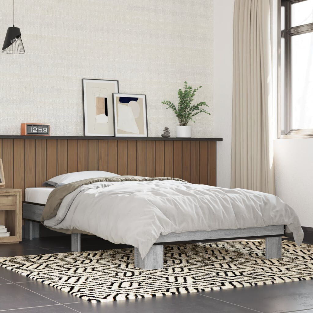 17 Stories Otylie Bed Frame Grey Sonoma DE Size - 100 x 200 cm