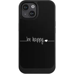 Nivocase Hülle für Apple iPhone 15 Handyhülle NIVOcore Case Schwarz Glück Sprüche Statement (Apple iPhone 15), Smartphone Hülle, Schwarz